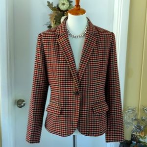 Merona blazer gingham beige black and red.